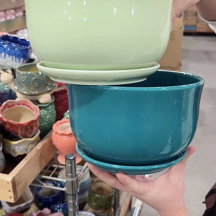 陶瓷陶瓷花盆有带冰裂效果