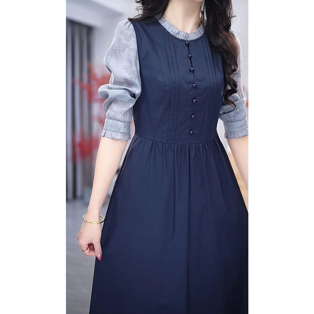 E212春夏修身收腰显瘦新款2024新品连衣裙透气中长时尚