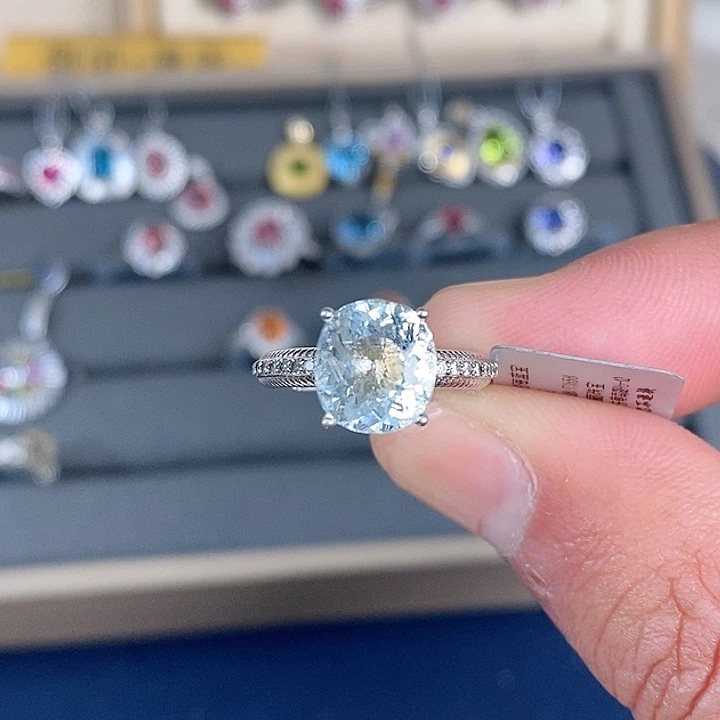 海蓝宝石戒圈银S925镶嵌