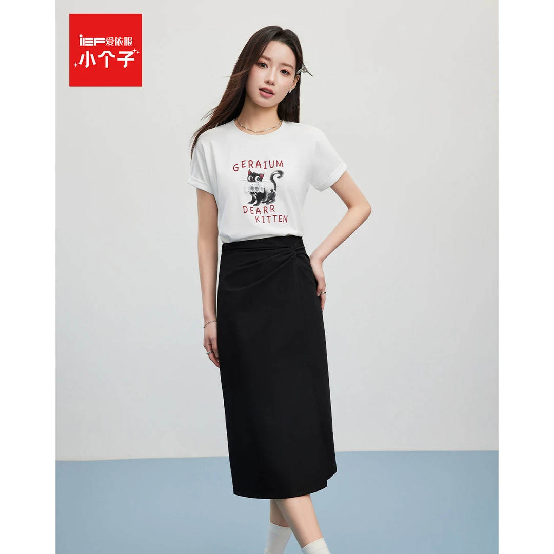 IEF/爱依服2025夏季新款高腰气质时尚百搭圆领显瘦上下套裙
