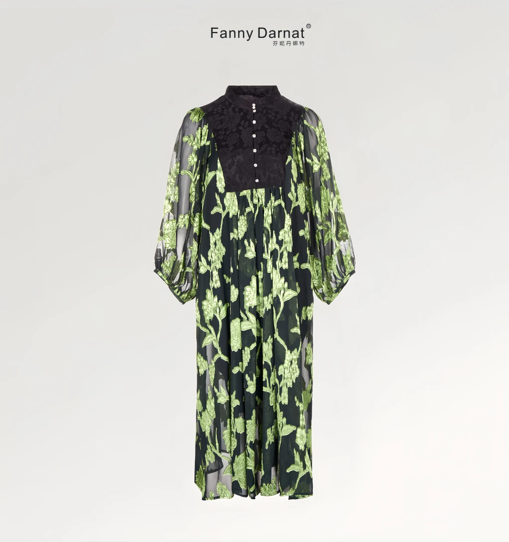 Fanny Darnat/芬妮丹娜特连衣裙慵懒风宽松中长款重工烫金蓬蓬裙