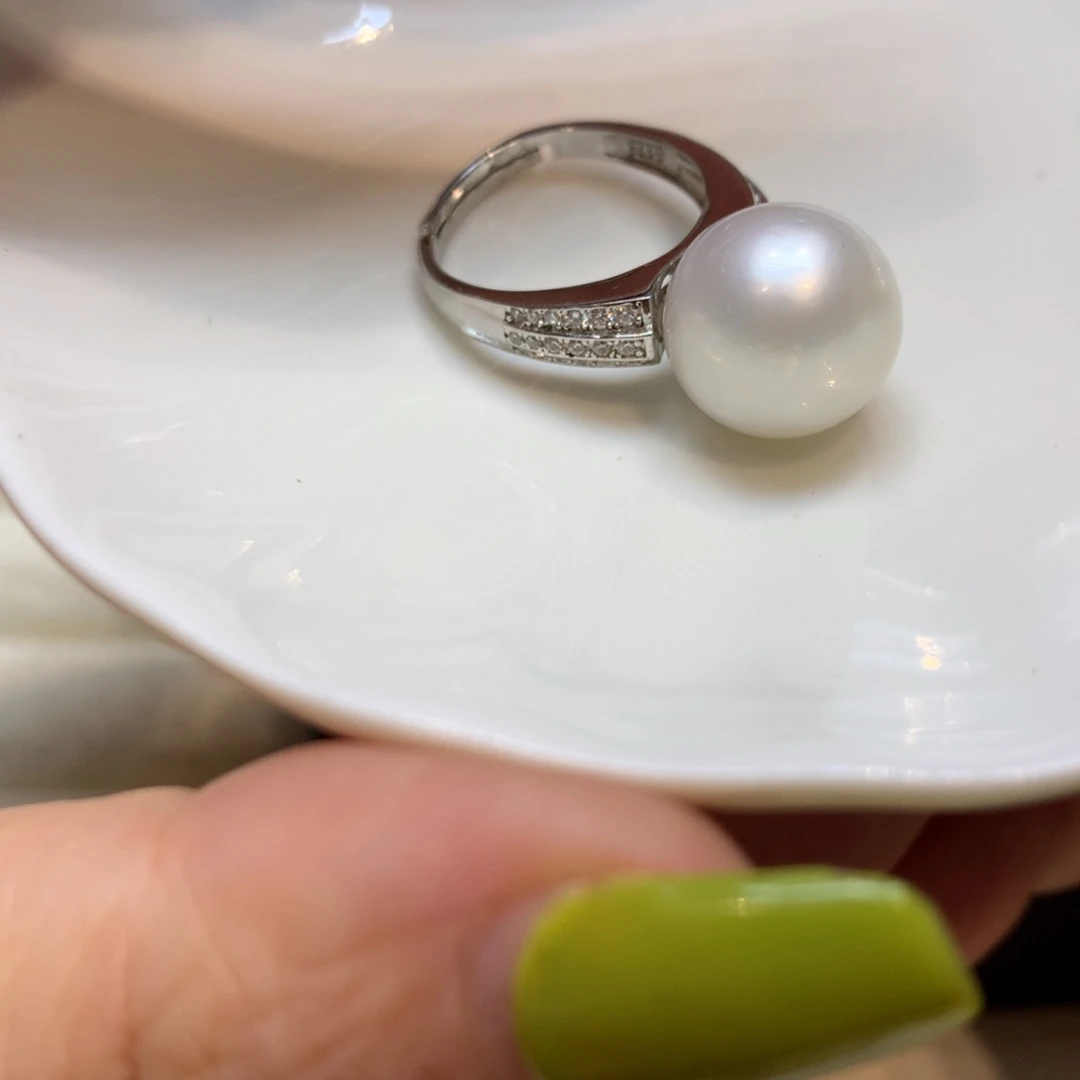 海水珍珠戒指银S925镶嵌