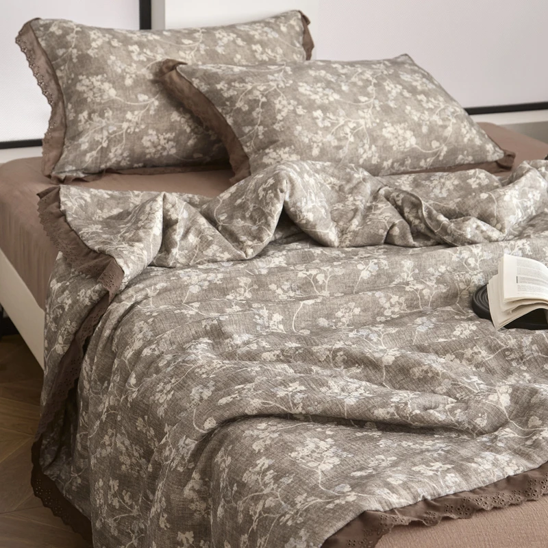 全棉皱皱纱大豆被床单裸睡柔软纯棉双层纱布夏凉被子春秋空调被芯