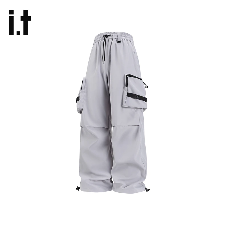 i.t izzue官方休闲裤男款春秋季2025新款美式抽绳阔腿工装长裤6M