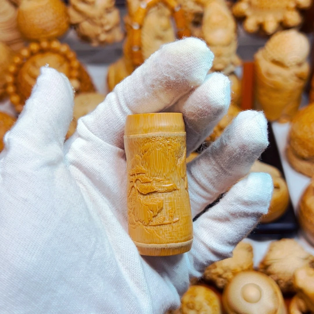 竹根雕竹雕浅浮雕。