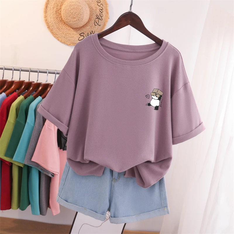 宽松oversize夏季大码胖mm纯棉圆领短袖t恤女装设计感小众上衣服