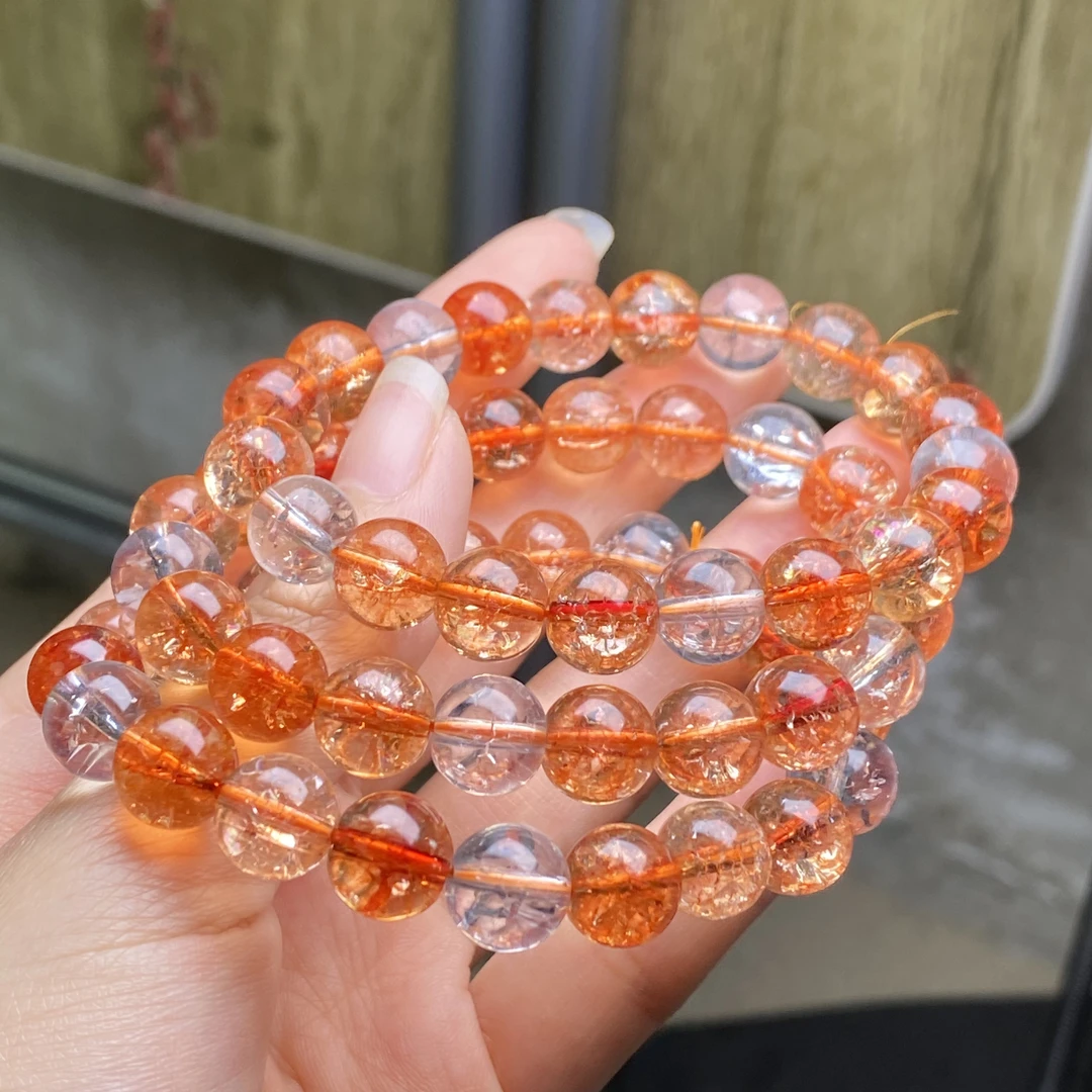 SJ-046号高品橙白色10mm手链多样性发一件时尚