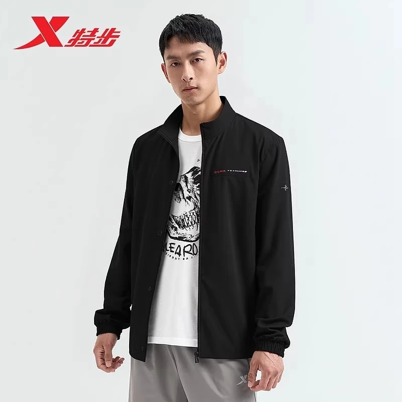 特步防晒服男款冰丝凉感透气户外防晒运动外套男子休闲立领上衣