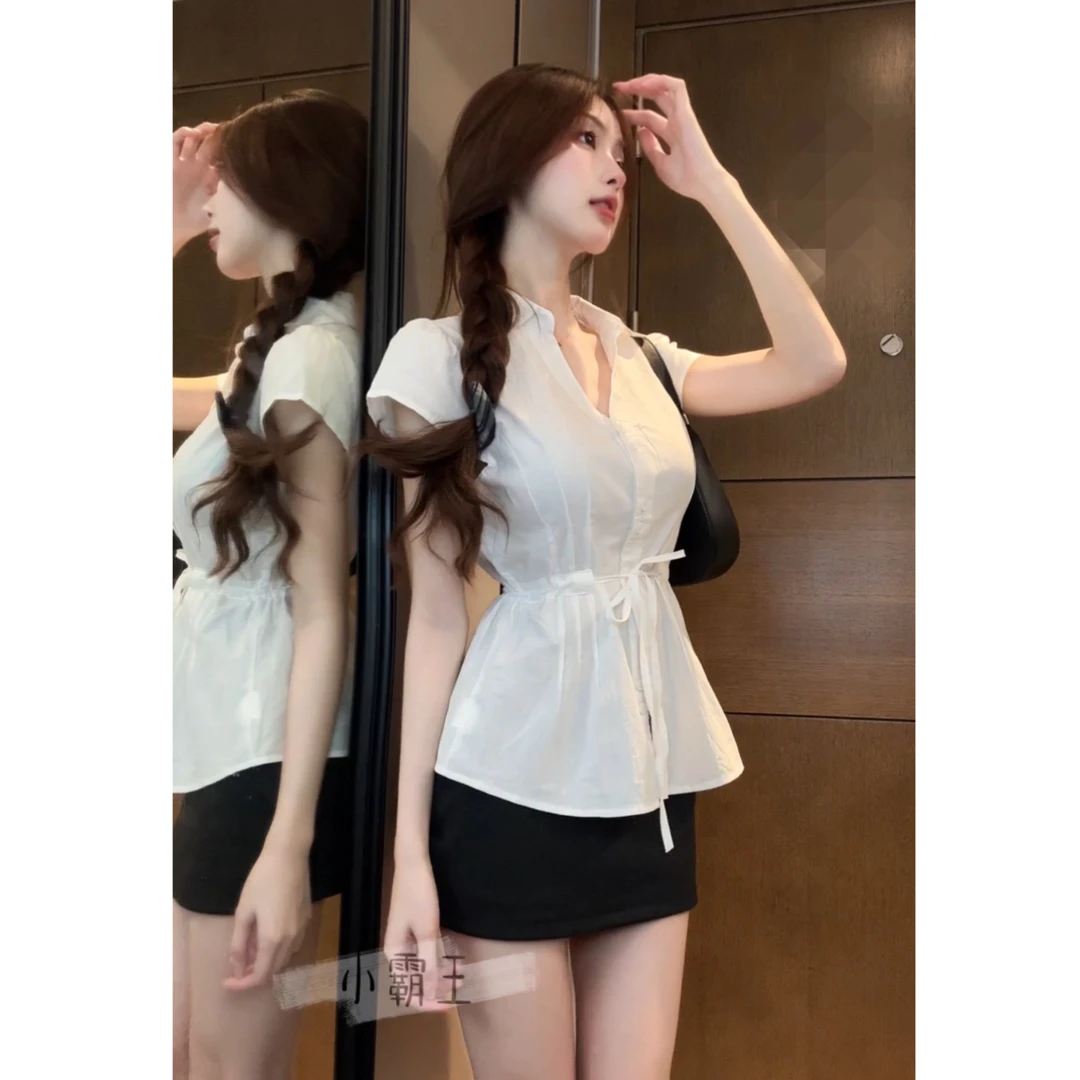 【XIAOBAWANG】设计感收腰显瘦衬衫女2025新款休闲通勤风上衣T3