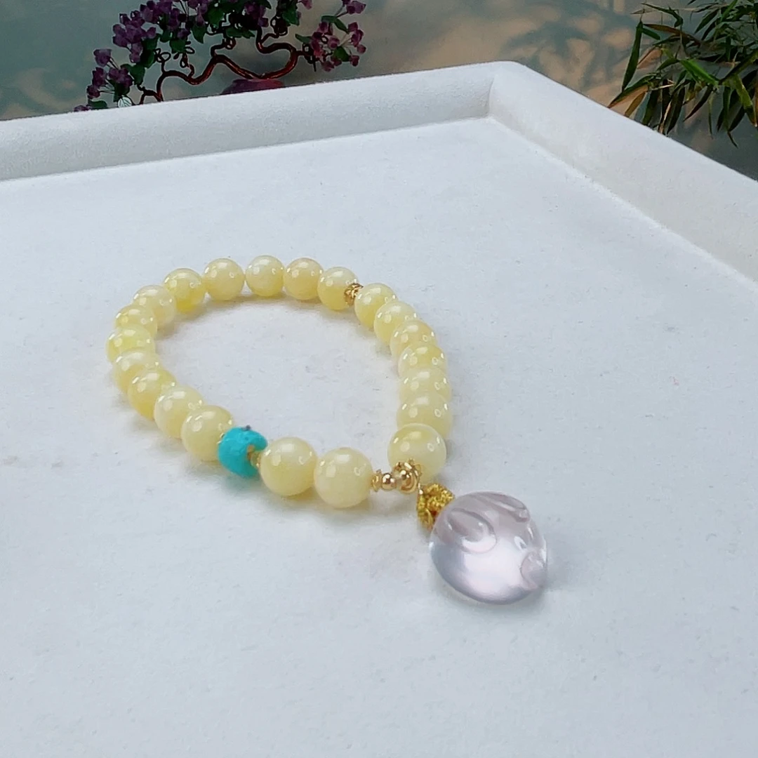 蜜蜡手链18K金镶嵌蜜蜡8