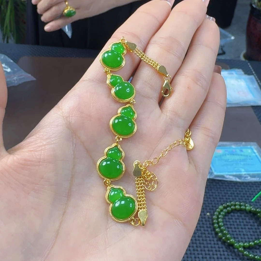 银S925镶嵌手链和田玉（碧玉）