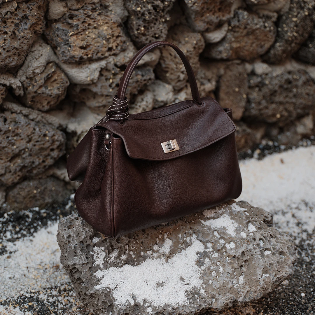 AVALEA葳里 头层植鞣牛皮手提包中号 轻复古单肩斜挎女包 C428