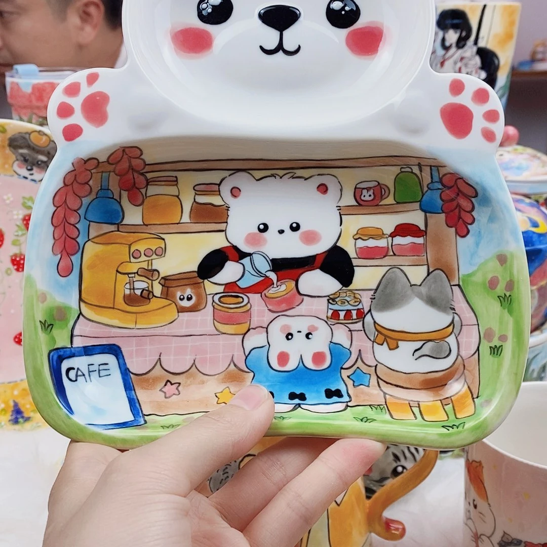 瓷片董董文创手绘陶瓷