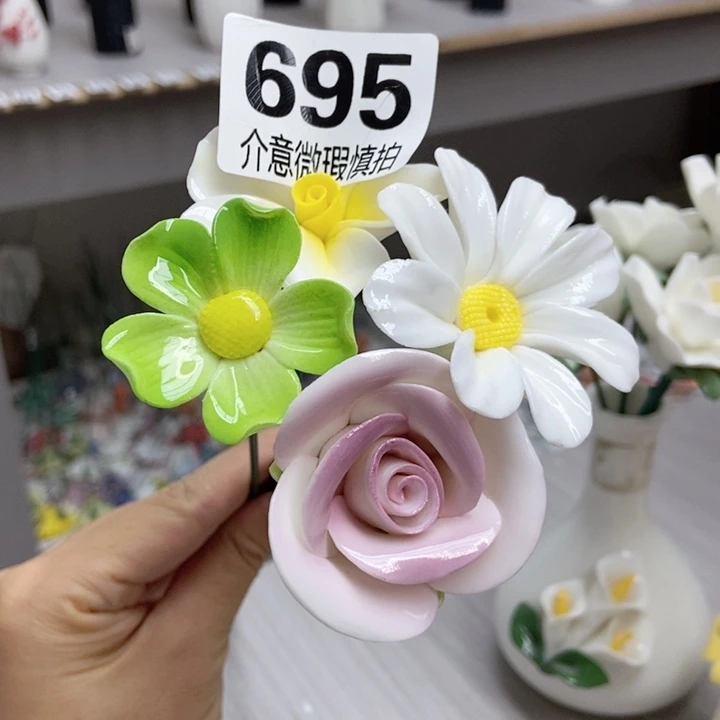 摆件手工制作陶瓷花