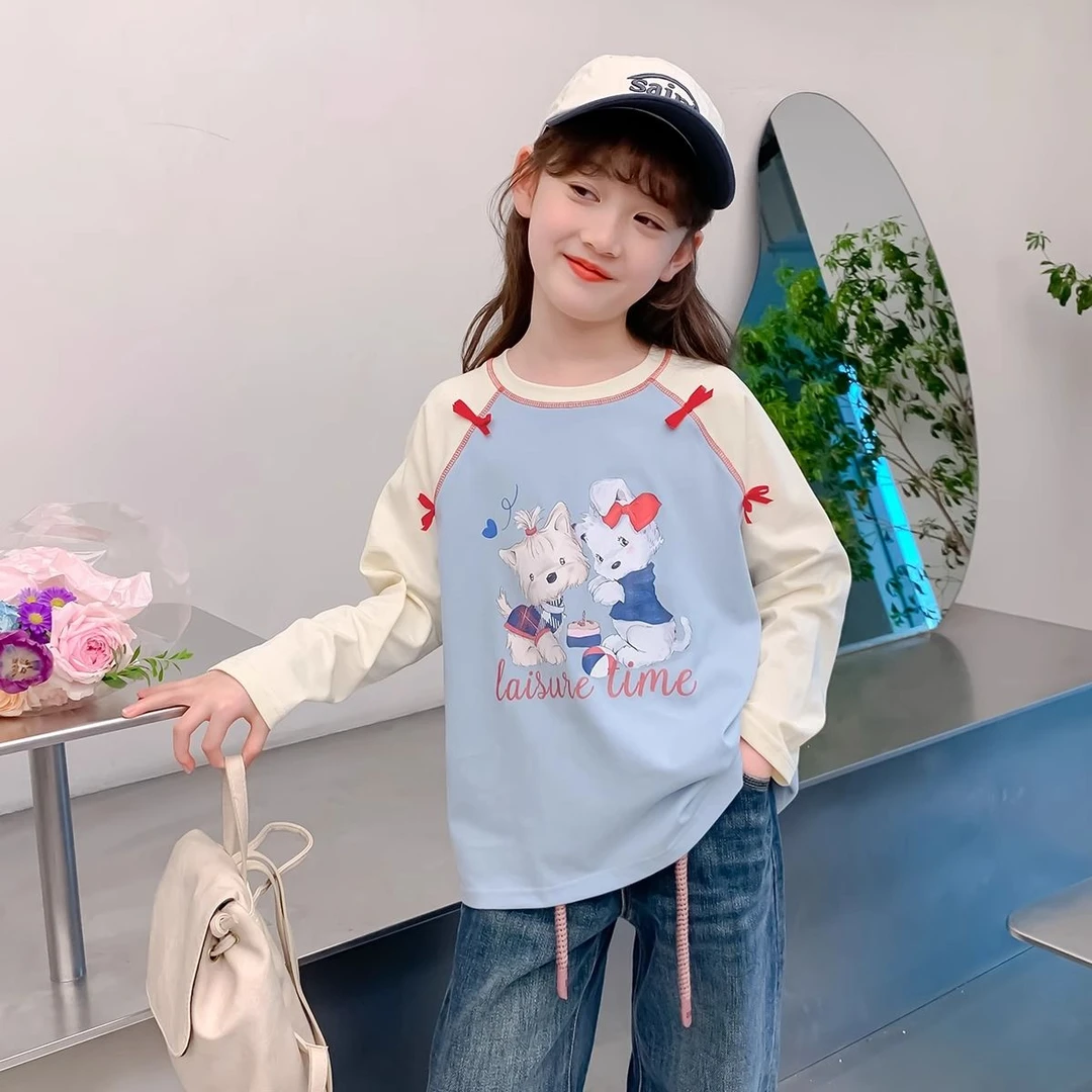 女童春季长袖T恤2025新款儿童春秋款打底衫圆领上衣女孩秋装衣服