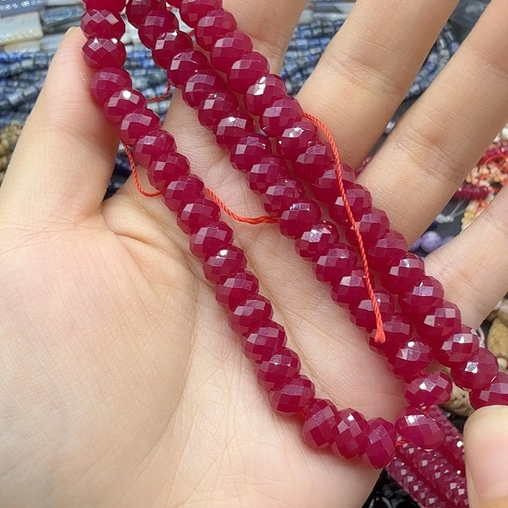 爱***友未镶嵌珠宝半成品水晶卡7红刚切面一条