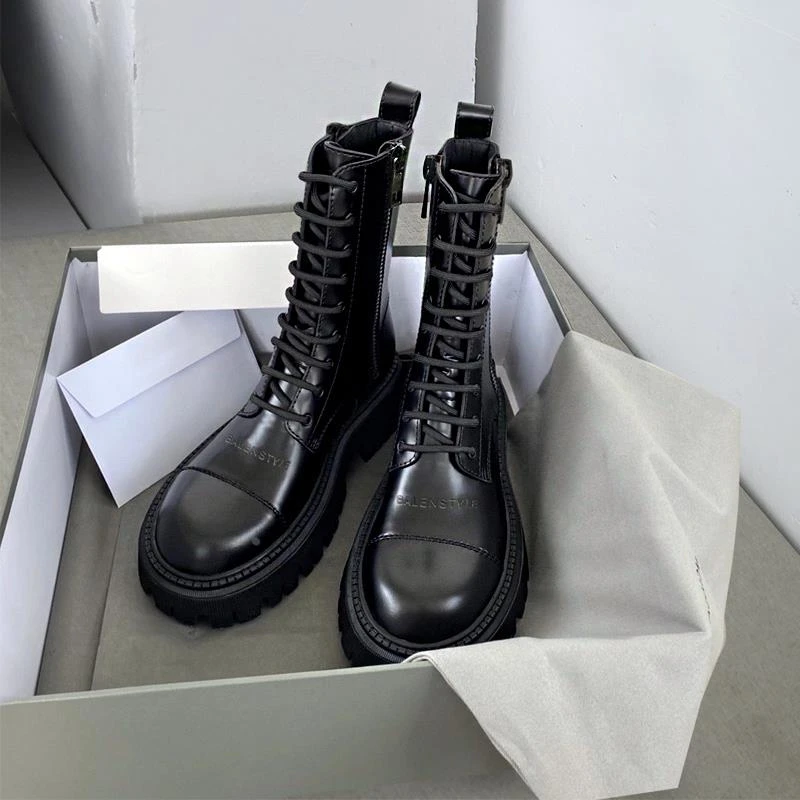 【澳门专柜正品】巴黎家真皮2025春秋季新款瘦瘦炸街b马丁短靴厚底