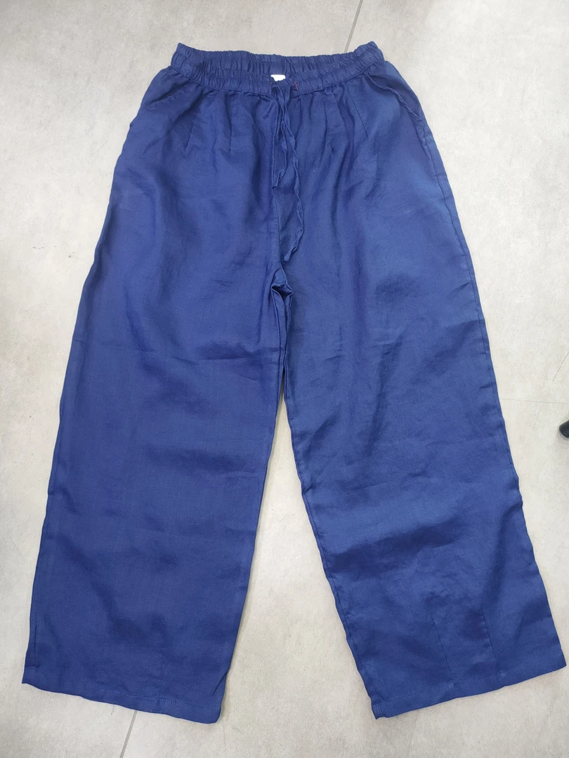 （深蓝色）砂洗亚麻松紧腰百搭休闲气球裤女WH 017