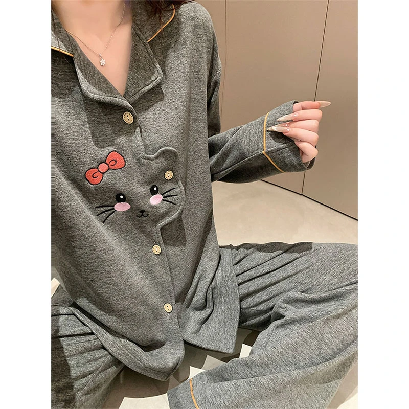 韩版卡通羊绒睡衣女款秋冬季爆款可外穿学生高级感加厚家居服套装