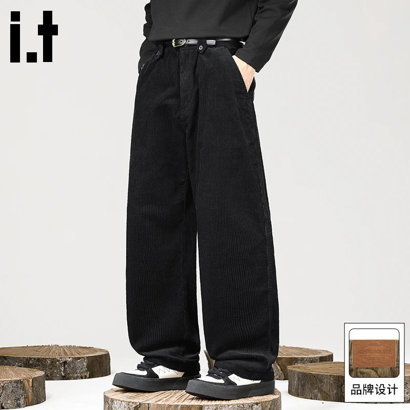 it :CHOCOOLATE弯刀灯芯裤男秋冬新款2025纯棉直筒裤男士休闲长裤