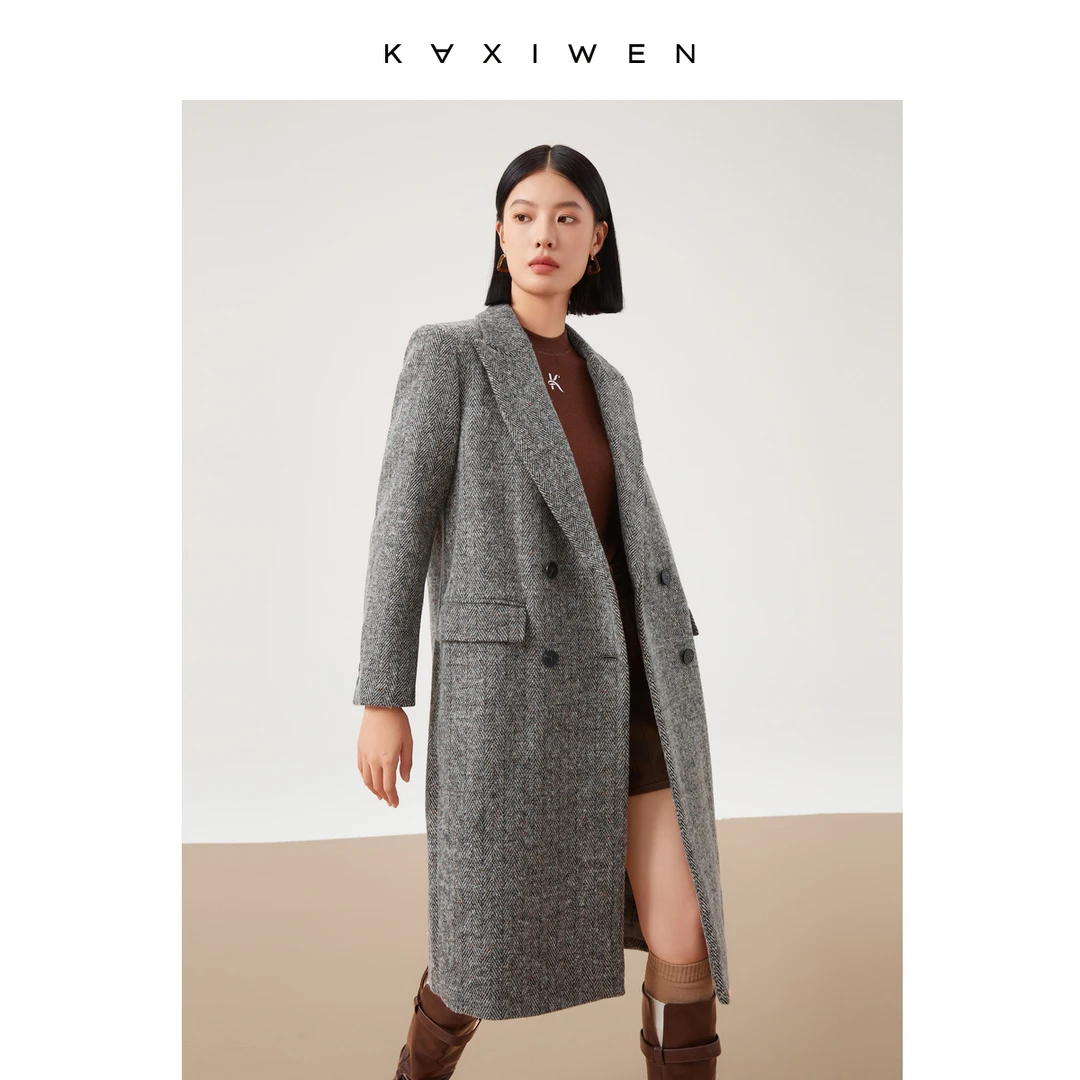 【达人专属】双排扣大衣绵羊毛大衣外套气质款X10ADE8091