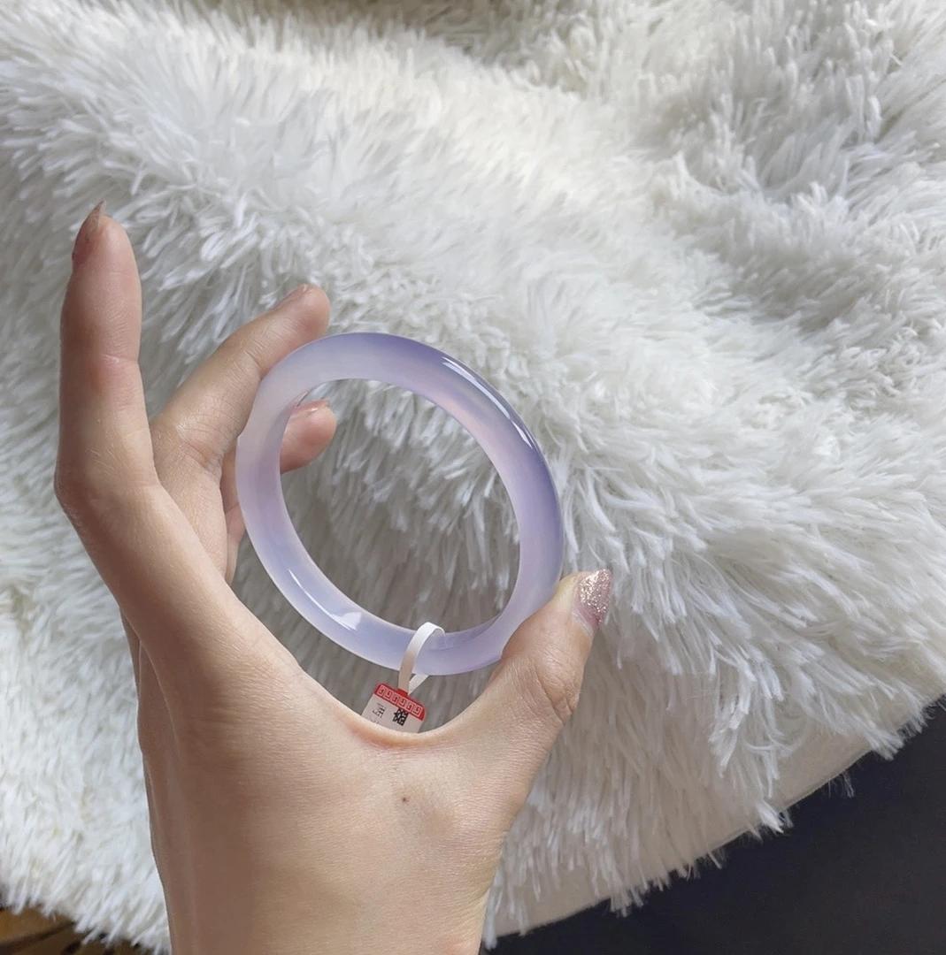 正圈冰透紫白冰紫原矿紫 芋泥波波玛瑙玉髓手镯多样性发货紫色