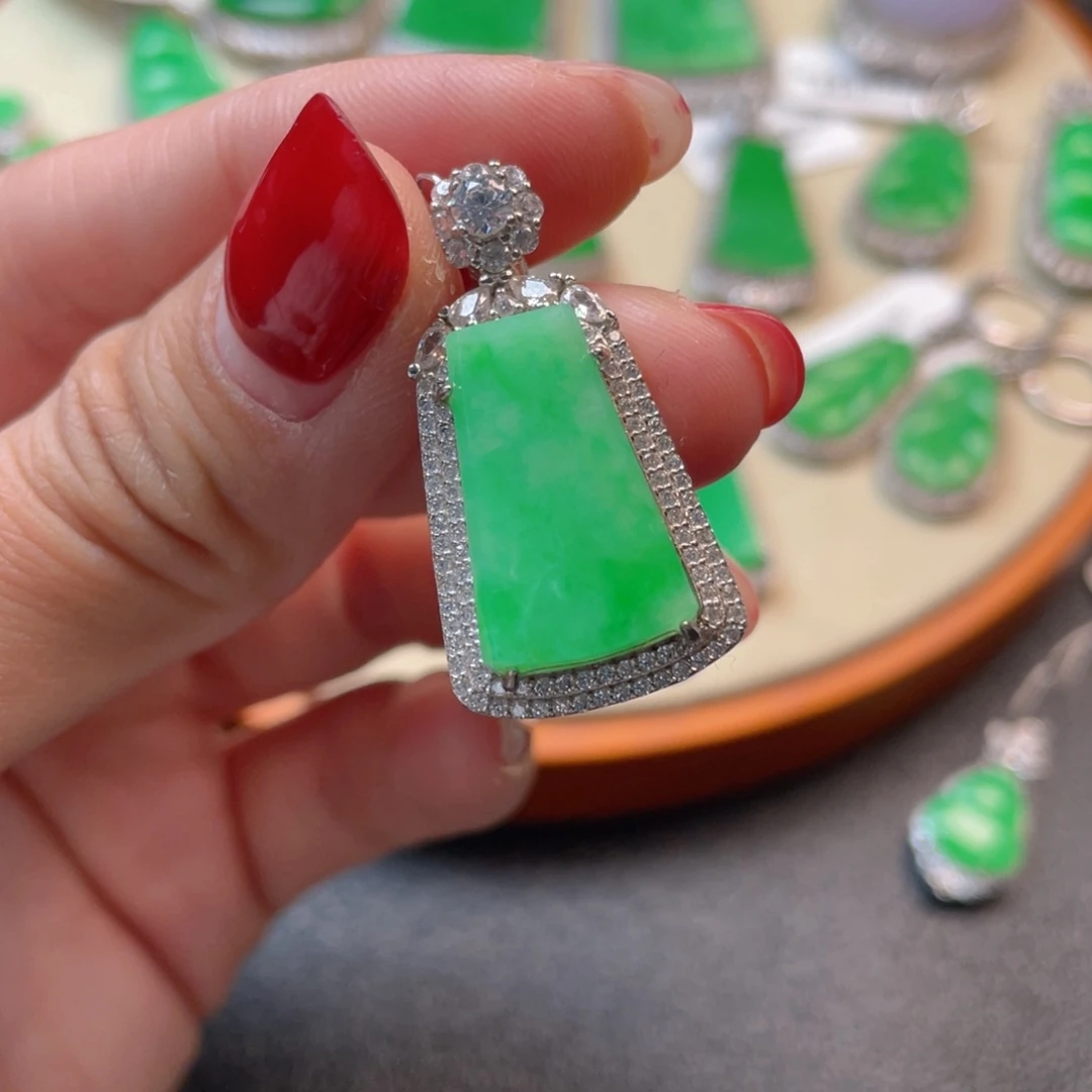 翡翠吊坠(不含链)银S925镶嵌