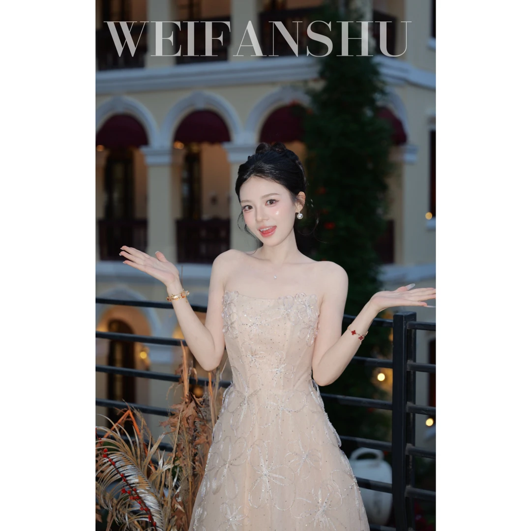 WEIFANSHU/魏凡舒【闪耀暖暖】私定连衣裙聚酯纤维100一字领抹胸