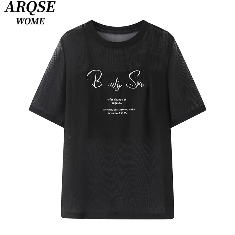 【上衣】【商场同款】2025夏季新款百搭短袖黑色T恤两件套女6008