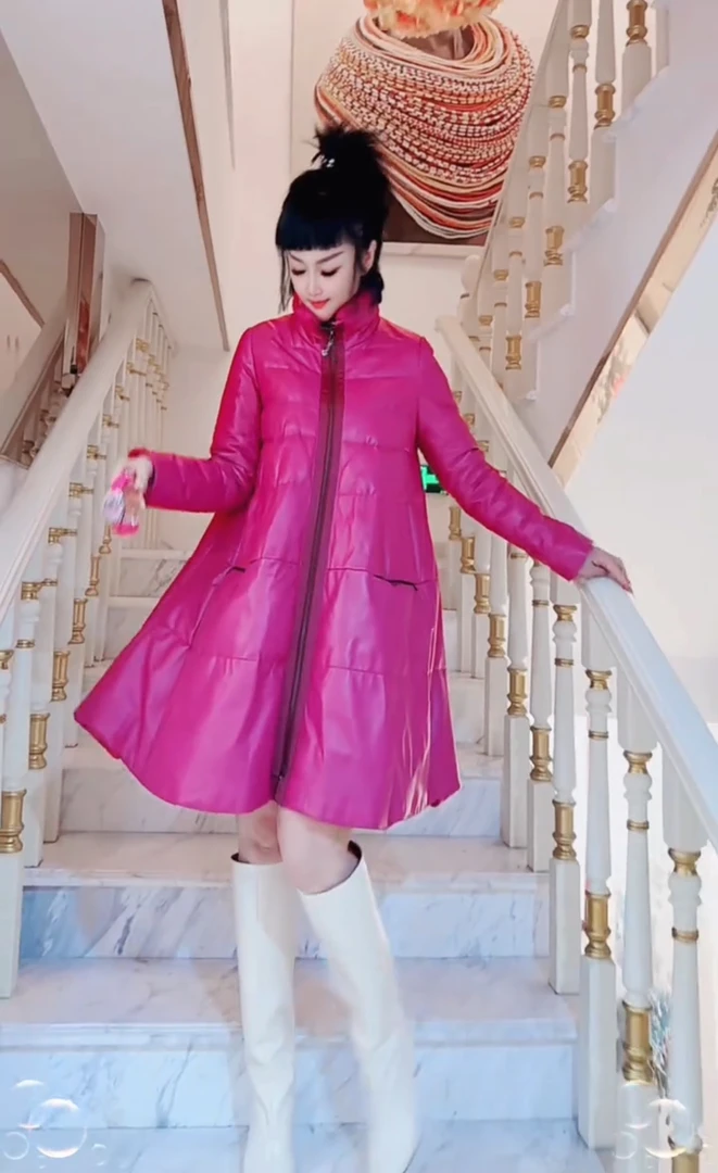 设计师原创中长短皮羽绒羽绒服