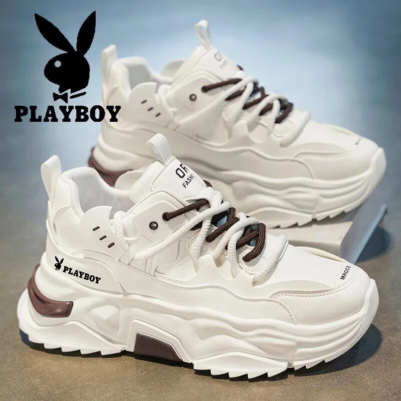 花花公子鞋子男款爆款2025新款秋季透气休闲鞋厚底老爹鞋潮鞋男款