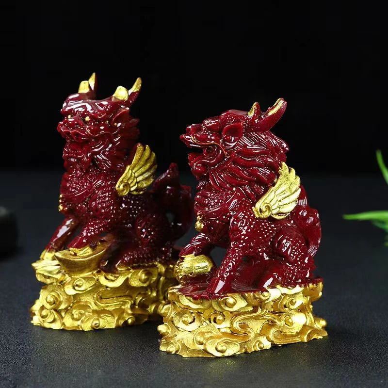 精美时尚对麒麟流水摆件  0801