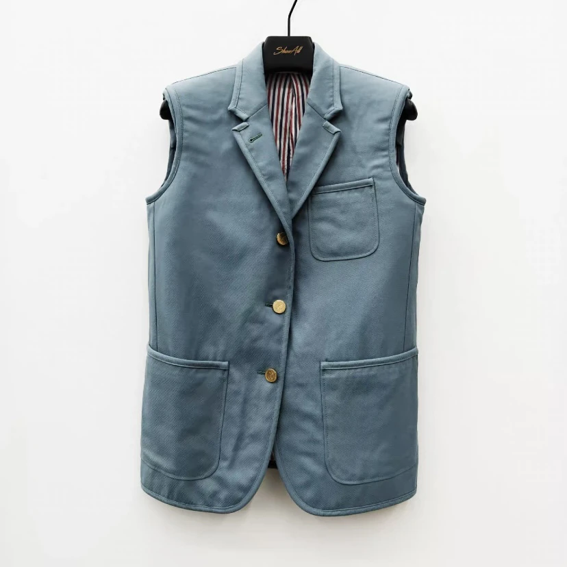 99新 THOMBROWNE 23ss 船锚金扣 羊毛混纺西装马甲165/88a 1775