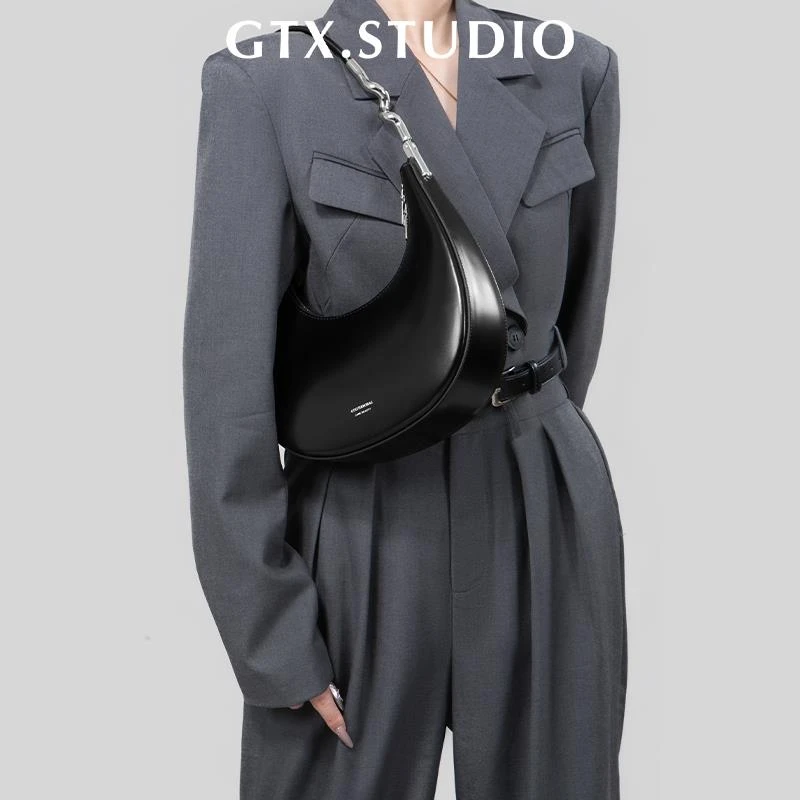 CWIHH&KIMZS小CK创珍皮新月腋下包女时尚潮流极简hobo单肩月牙包