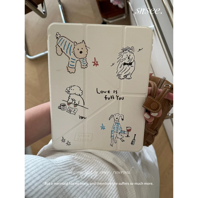 snsee/原创可爱潦草小狗ipad壳Air4/5适用于苹果平板防摔保护套Y
