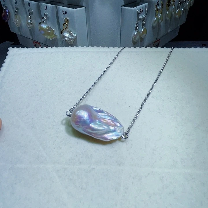 淡水珍珠吊坠(不含链)银S925镶嵌佳**妈