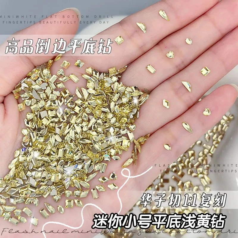 新款华子切水滴美甲钻爆闪K9水晶彩色白色水滴倒边平底钻美甲饰品