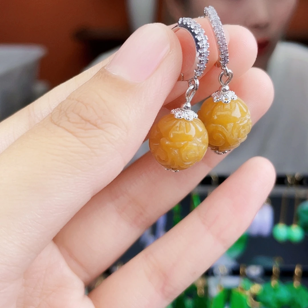 翡翠未镶嵌耳饰饰品