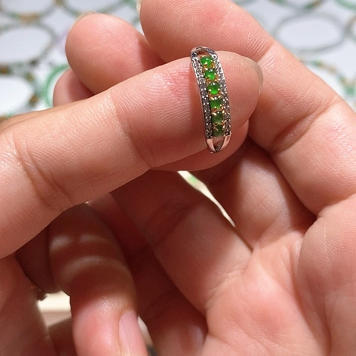 银S925镶嵌戒指翡翠65号