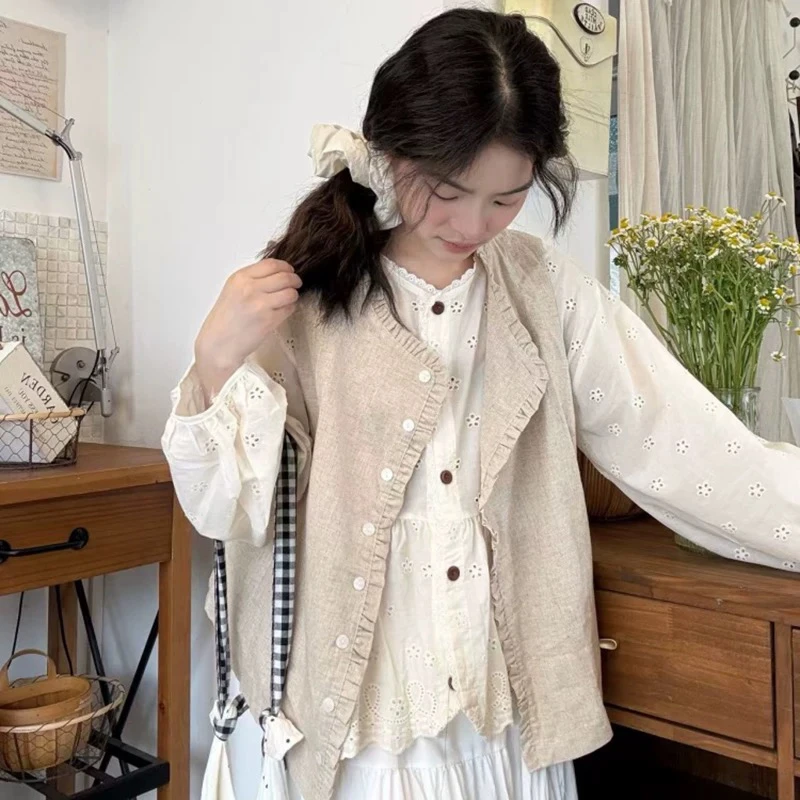 大码衬衫春季刺绣常规款圆领单排两粒扣落肩袖防晒