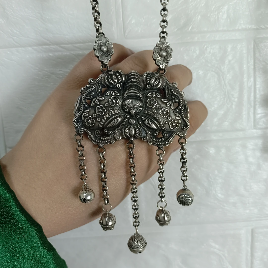 吊坠足银 纯银足银老银锁吊坠