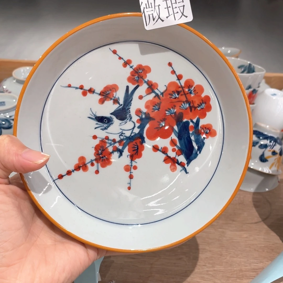 釉下手绘茶具微瑕