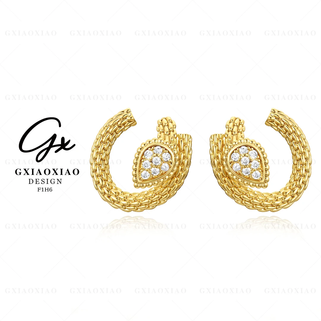 G XIAOXIAO 镀K金 轻奢高级感水滴形气质优雅百搭耳环 F1H6