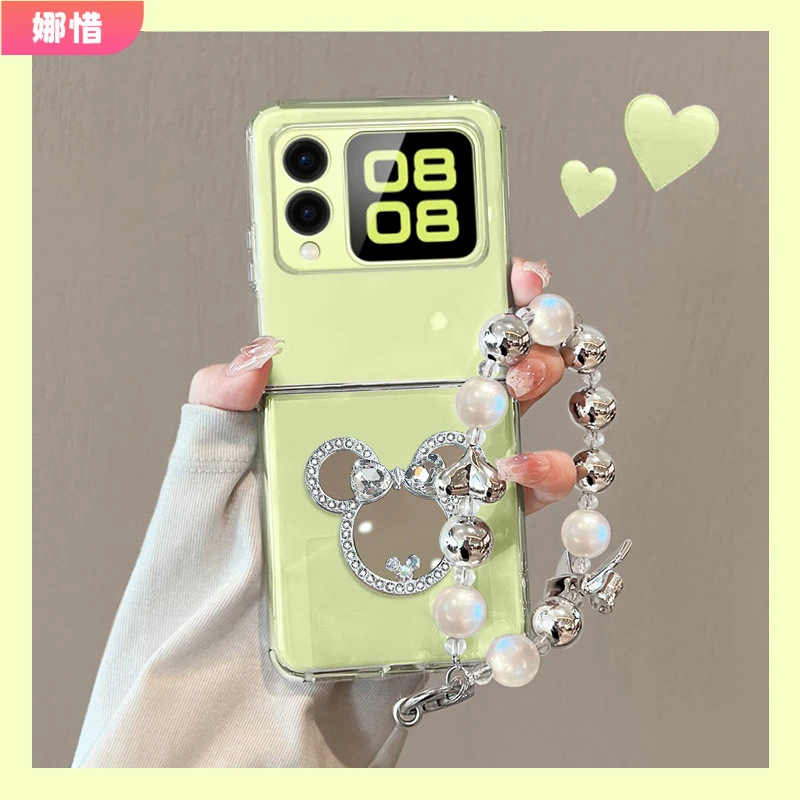 可爱镜子适用华为novaflip手机壳小折叠屏nova flip透明女带挂绳