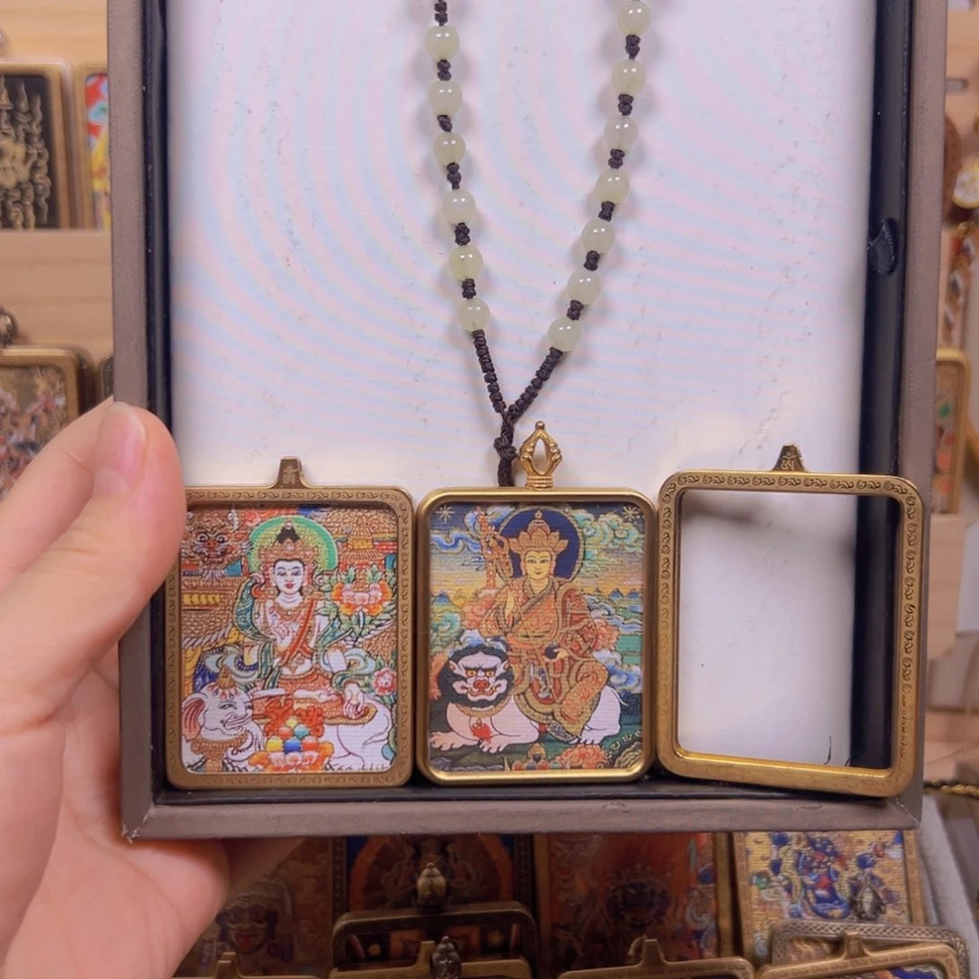 、***祥吊坠普贤菩萨地藏菩萨双面钛钢