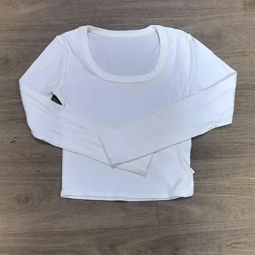 宁熙ec原创原创纯色弹力U领长袖T恤百搭简约打底衫A2503