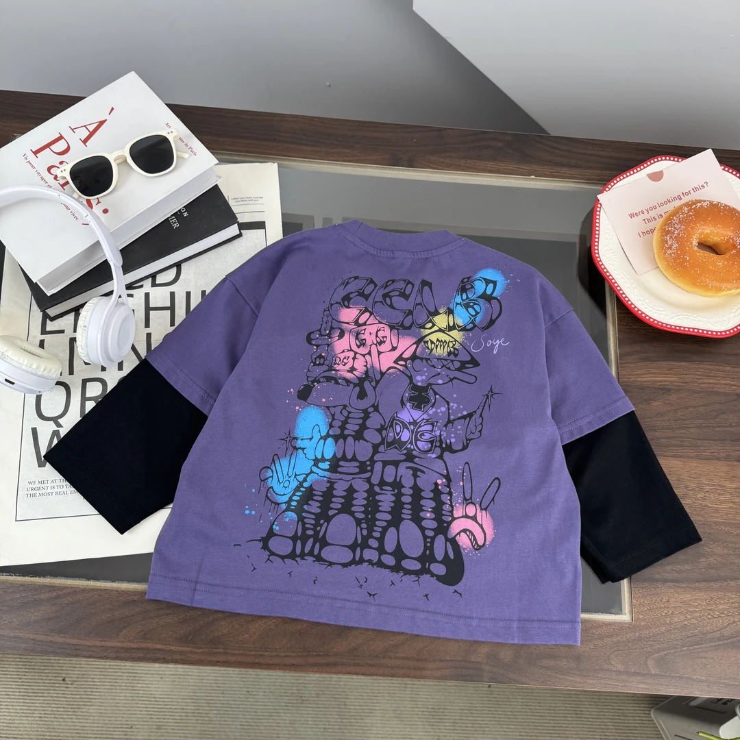 【新品】2025年秋季儿童新款涂鸦印花假两件卫衣BMQ252193