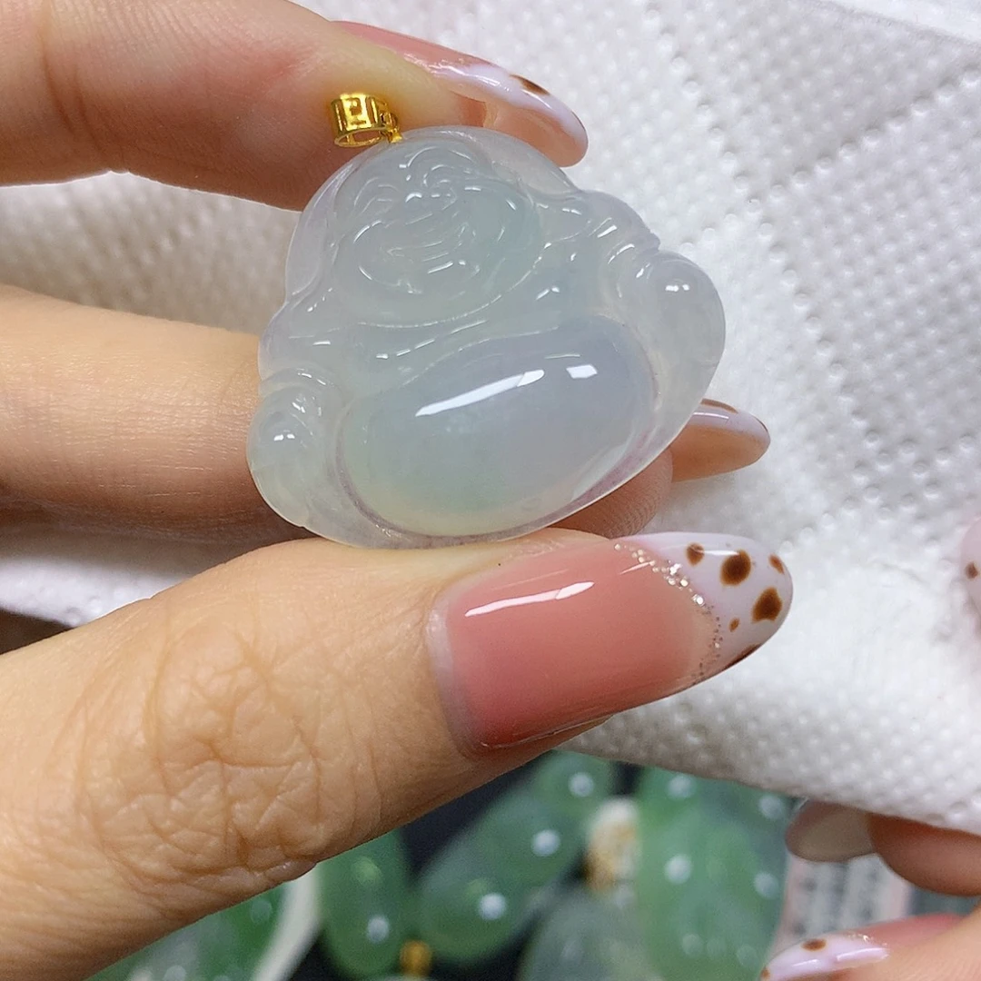 颈饰18K金镶嵌翡翠挂件