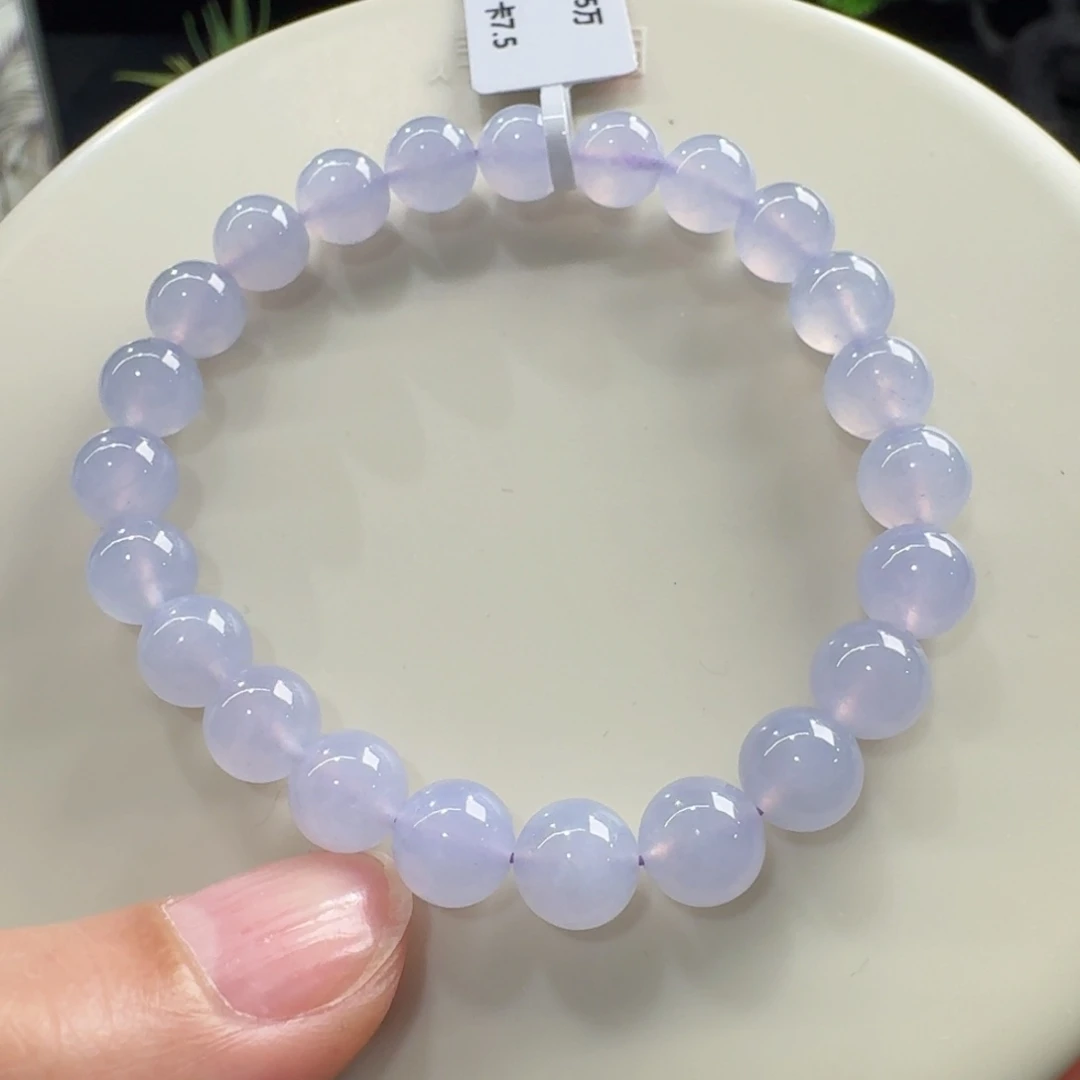 翡翠未镶嵌手链冰粉紫单圈8mm