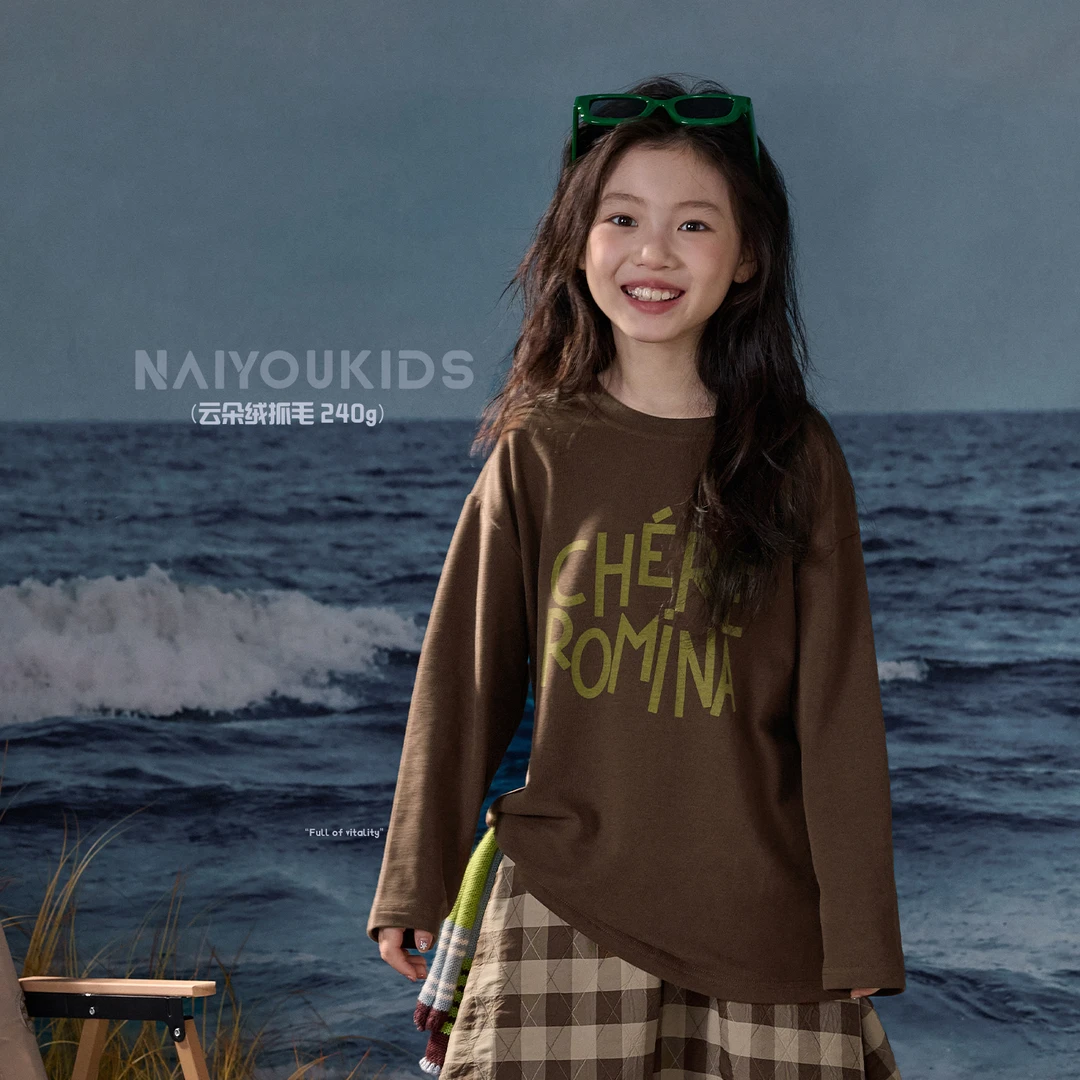 【舒芙蕾】女童秋季新款印花T恤2025宽松舒适百搭儿童长袖Y6578